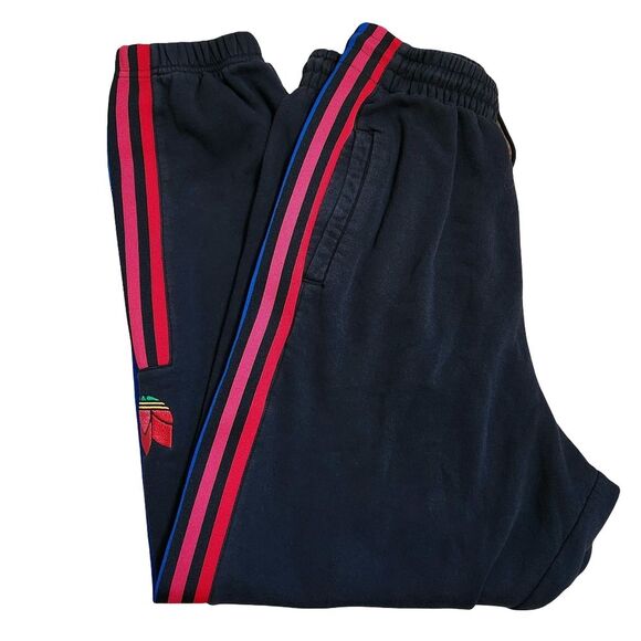 Adidas Originals Sweatpants Women's S Drawstring Pull-On Black Multicolor Stripe - Picture 13 of 13
